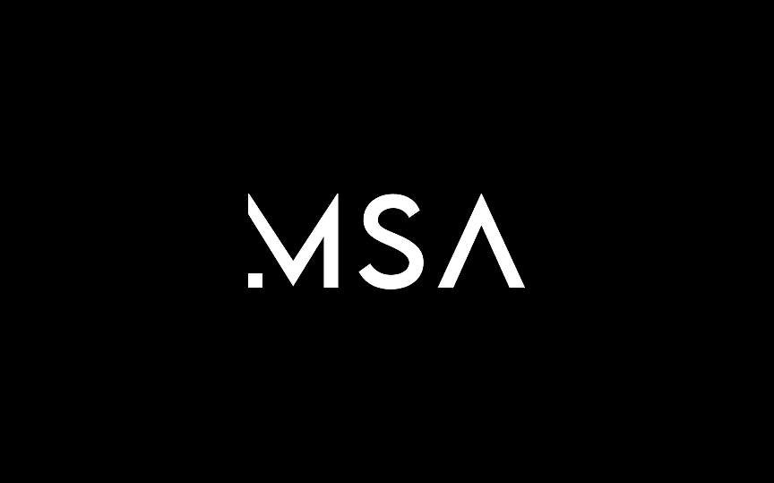 MSA white letters on solid black background